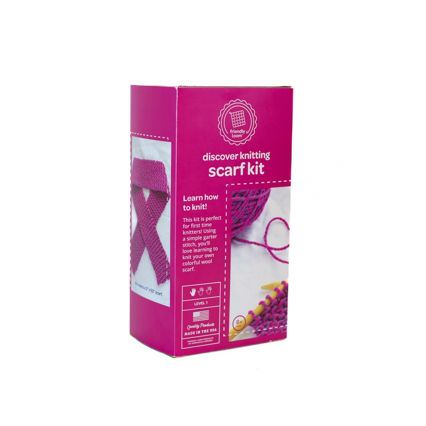 DISCOVER KNITTING SCARF KIT PINK/VIOLET