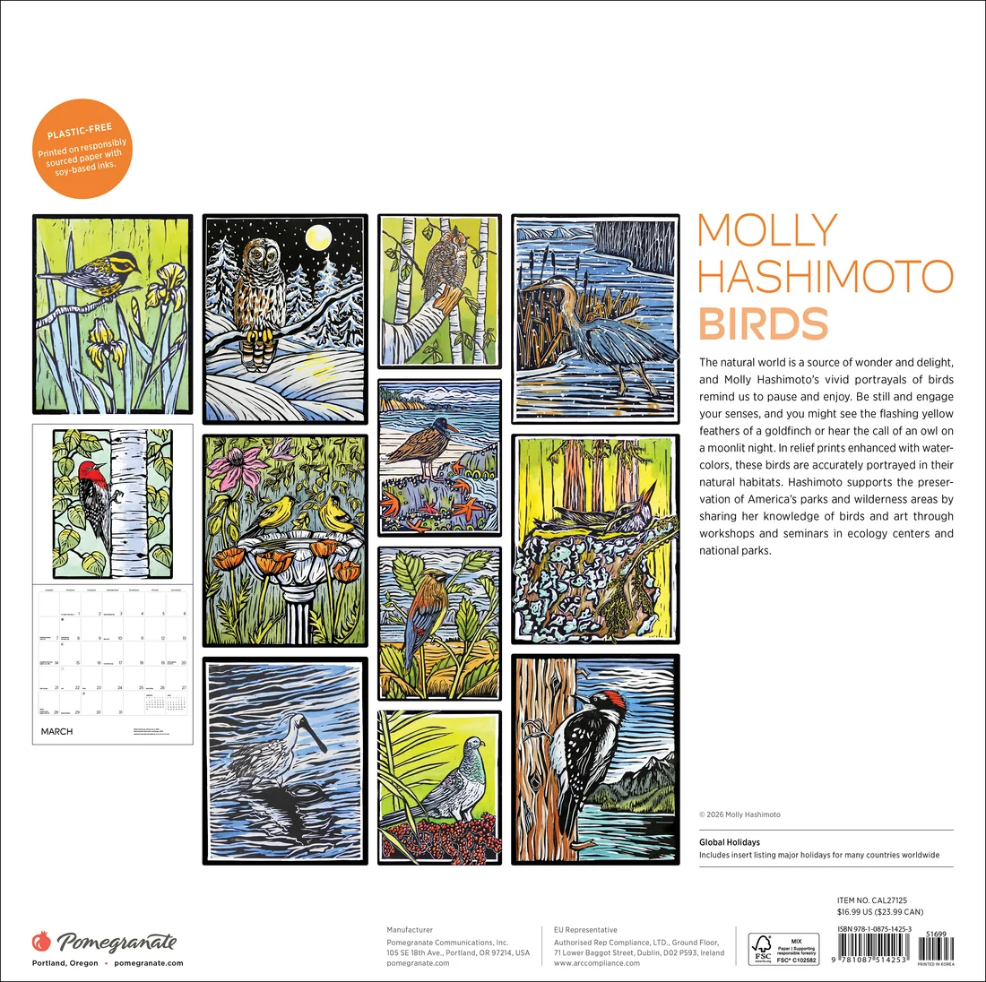 WALL CALENDAR 2027 - MOLLY HASHIMOTO BIRDS