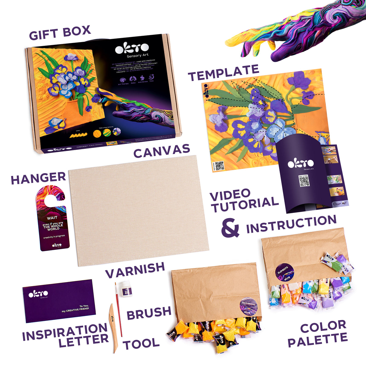 SENSORY ART 3D CLAY PAINTING KITS, VAN GOGH - IRISES