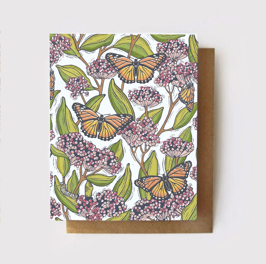 CARD- MONARCH + MILKWEED EVERYDAY FLORAL
