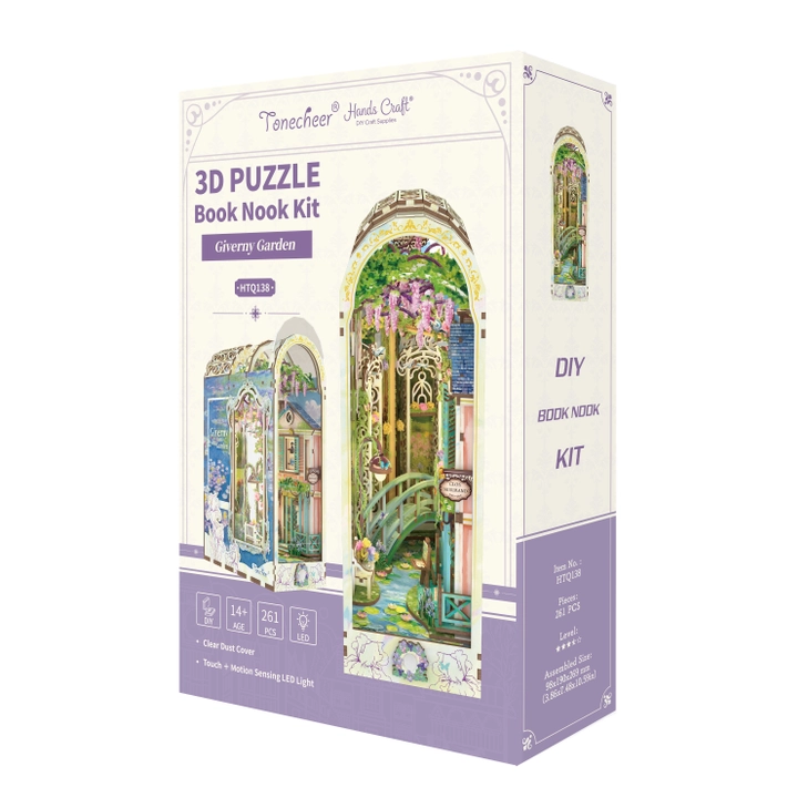 DIY BOOK NOOK KIT - GIVERNY GARDEN W/DUST COVER
