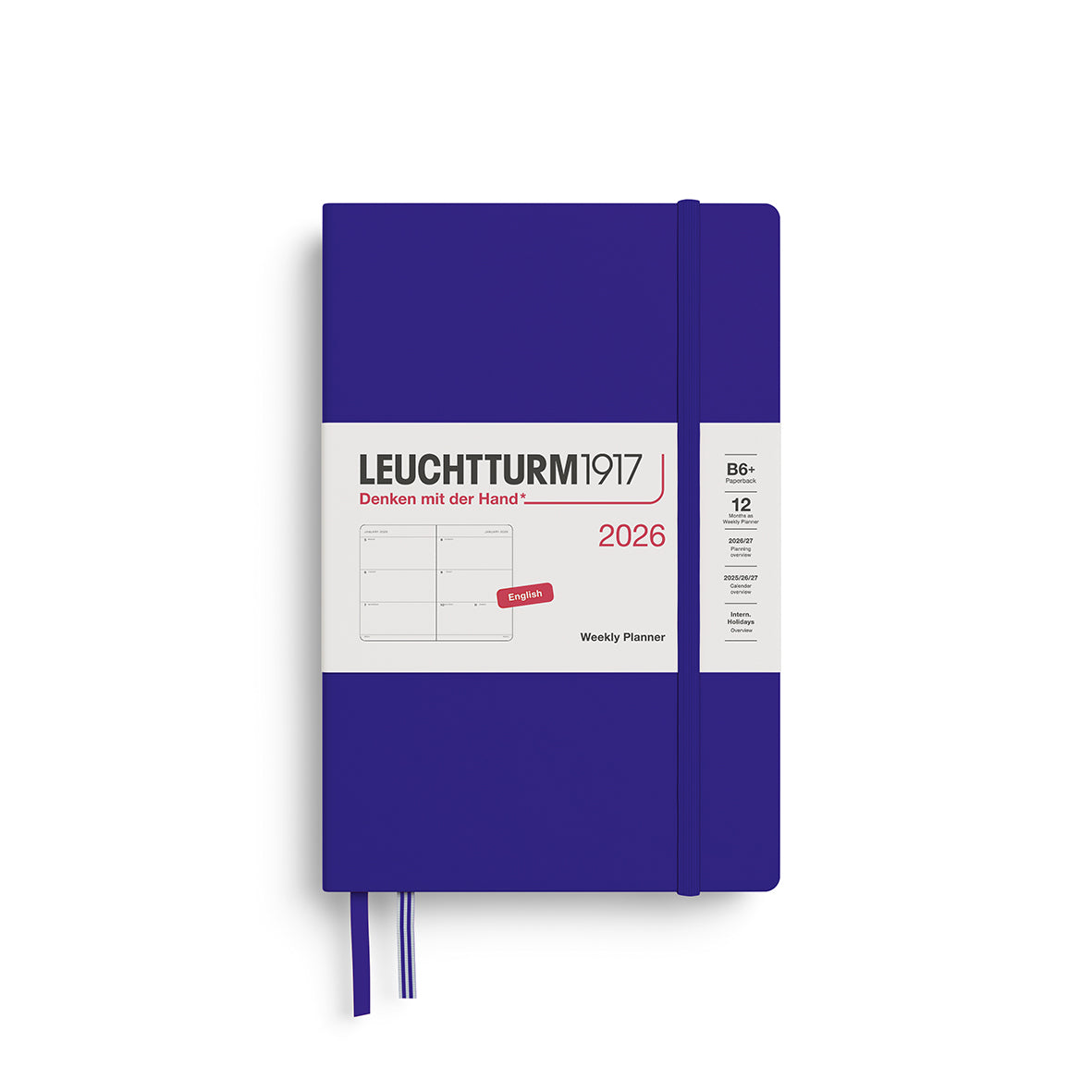 LEUCHTTURM 1917, WEEKLY PLANNER PAPERBACK (B6+) 2026, ENGLISH - INK