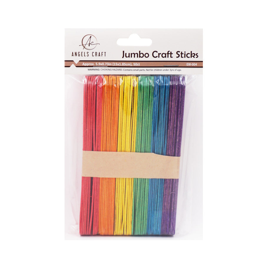 POPSICLE STICKS JUMBO - 50PC MULTI-COLORS