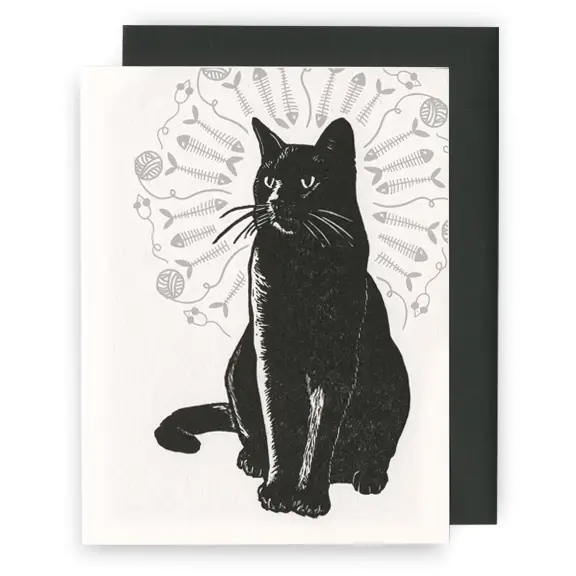LETTERPRESS CARD- DARKER THINGS BLACK CAT