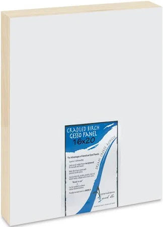 POPLAR CRADLED WHITE GESSO FACED PAINTING PANEL 16 X 20 X 1 5/8&quot;