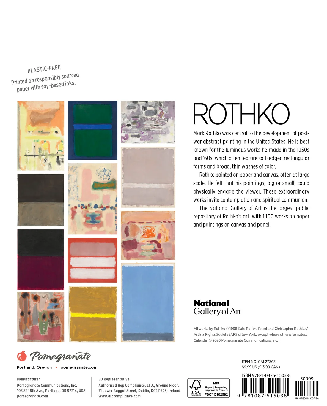 MINI WALL CALENDAR 2027 - ROTHKO