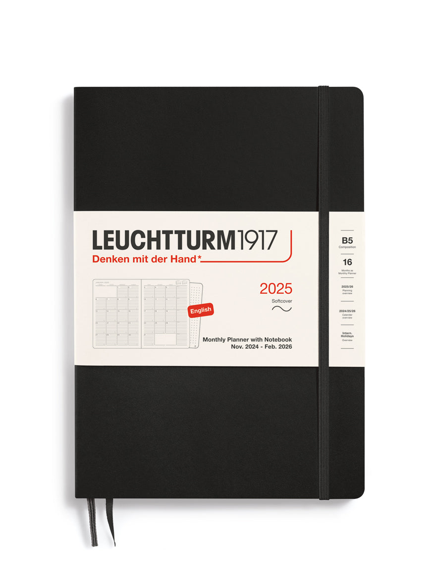 2025 MONTHLY  PLANNER NOTEBOOK COMPOSITION  B5 BLACK
