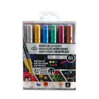 ACRYLIC MARKERS METALLIC COLORS 2MM 6PK