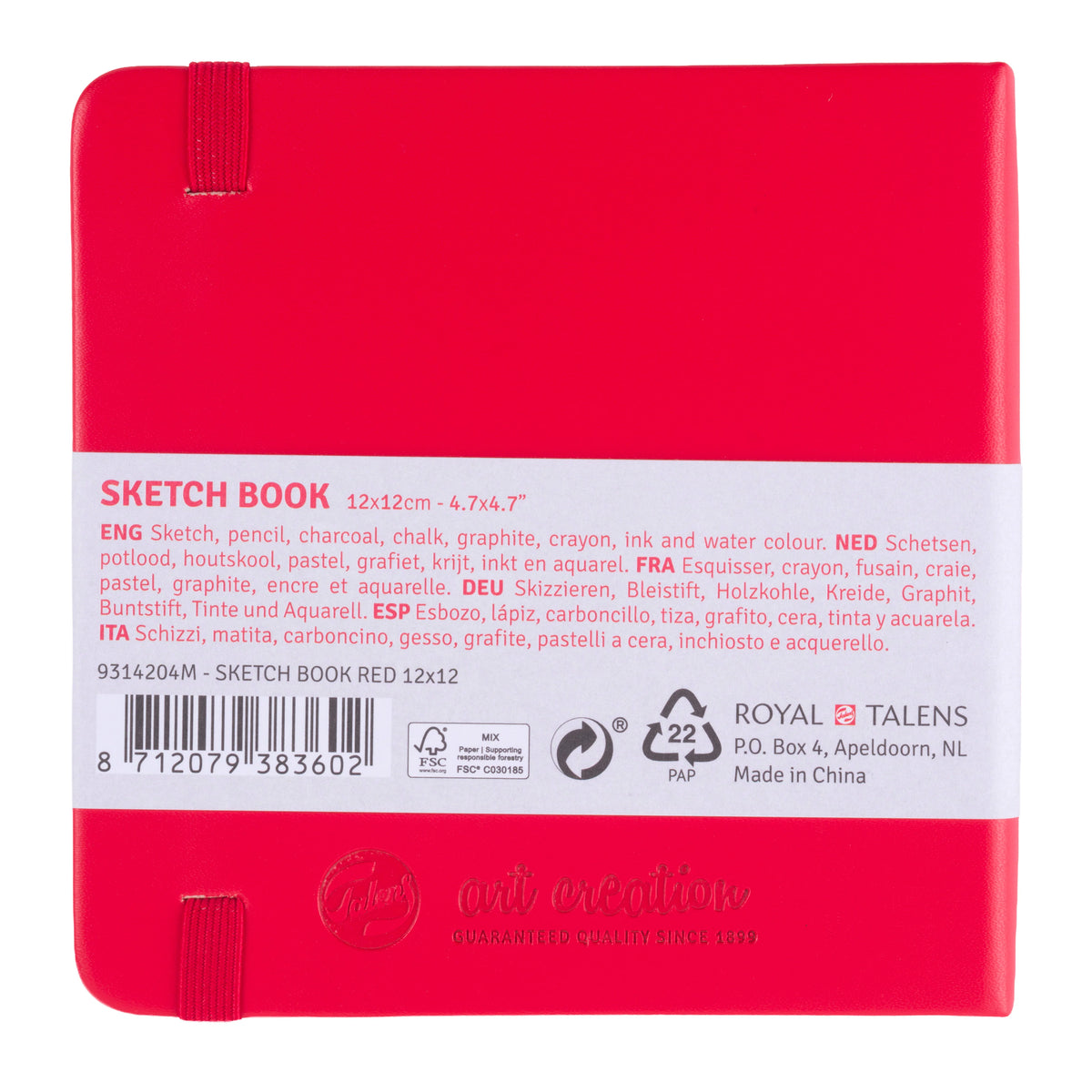 ART CREATION SKETCHBOOK RED 12CM x 12CM