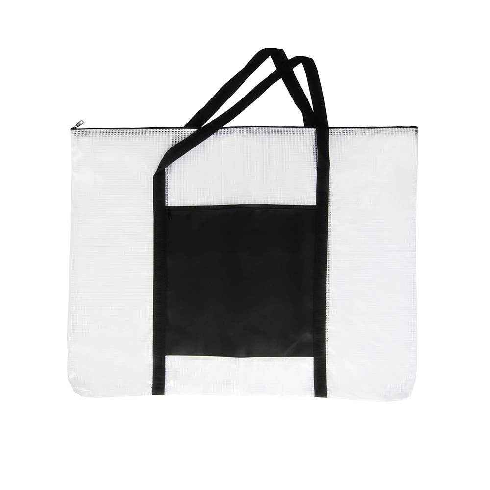 VINYL MESH ZIPPER BAG 20&quot;x26&quot; WITH HANDLES