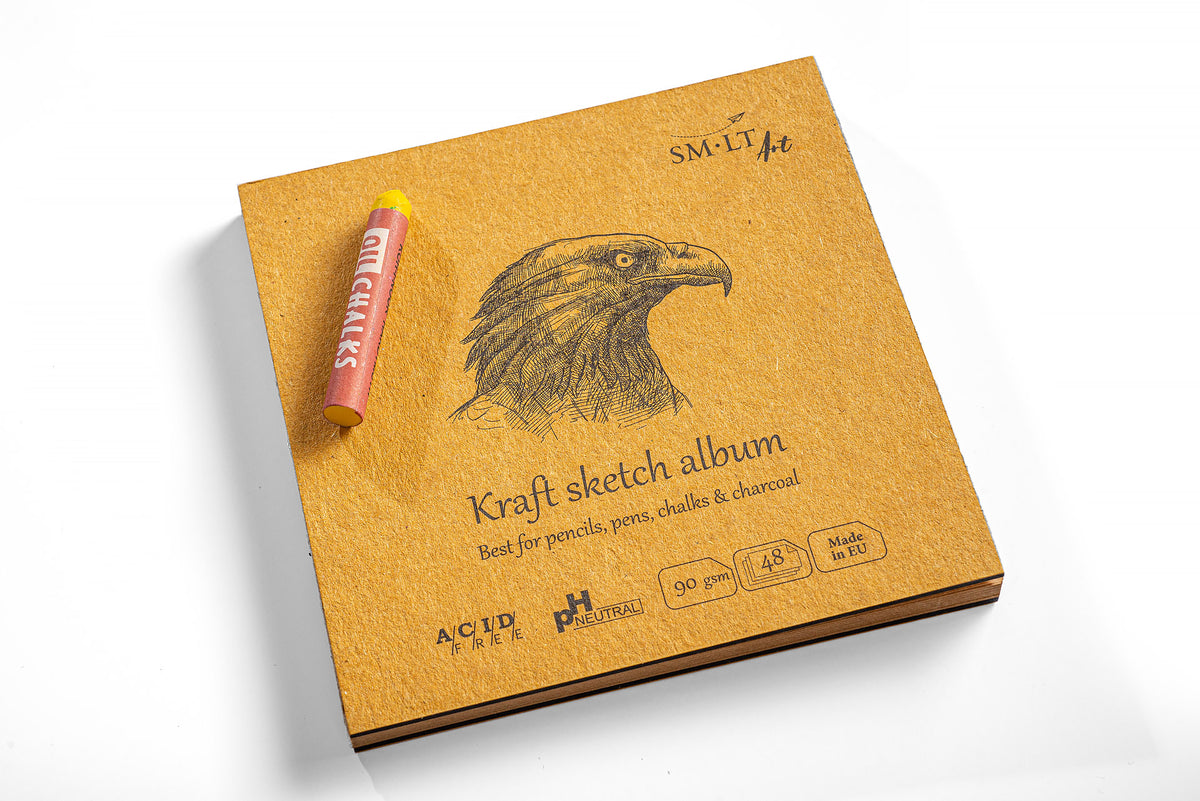 LAYFLAT DRAWING SKETCH ABLUM - AUTHENTIC KRAFT 140MM X 140MM (SQUARE)
