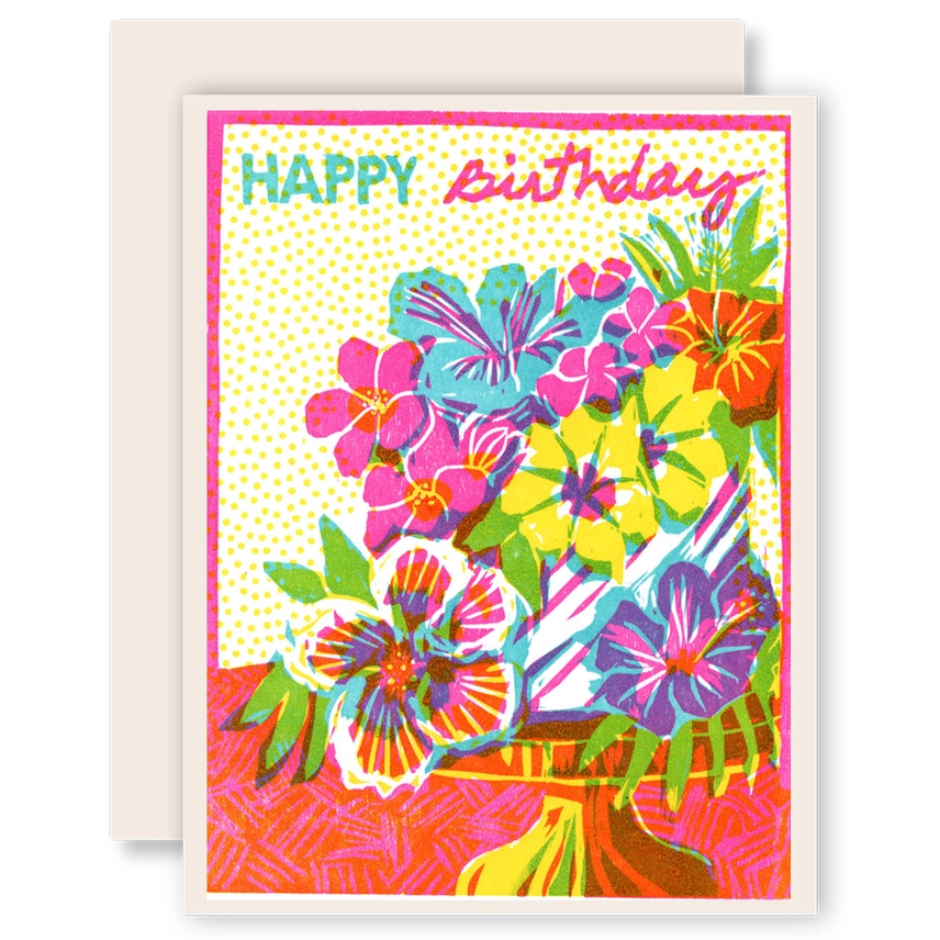 TROPICAL FLORAL CAKE HAPPY BIRTHDAY
