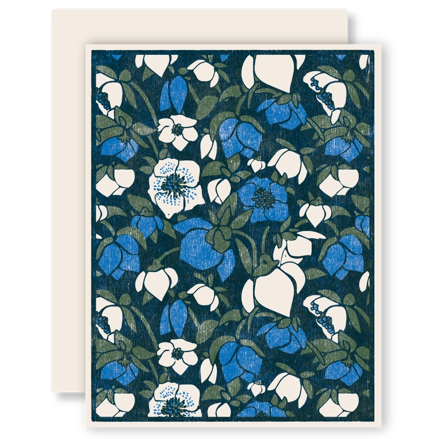 HELLABORE (BLUE) LETTERPRESS CARD