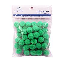 POM-POMS, 50PC APPROX 2CM , GREEN