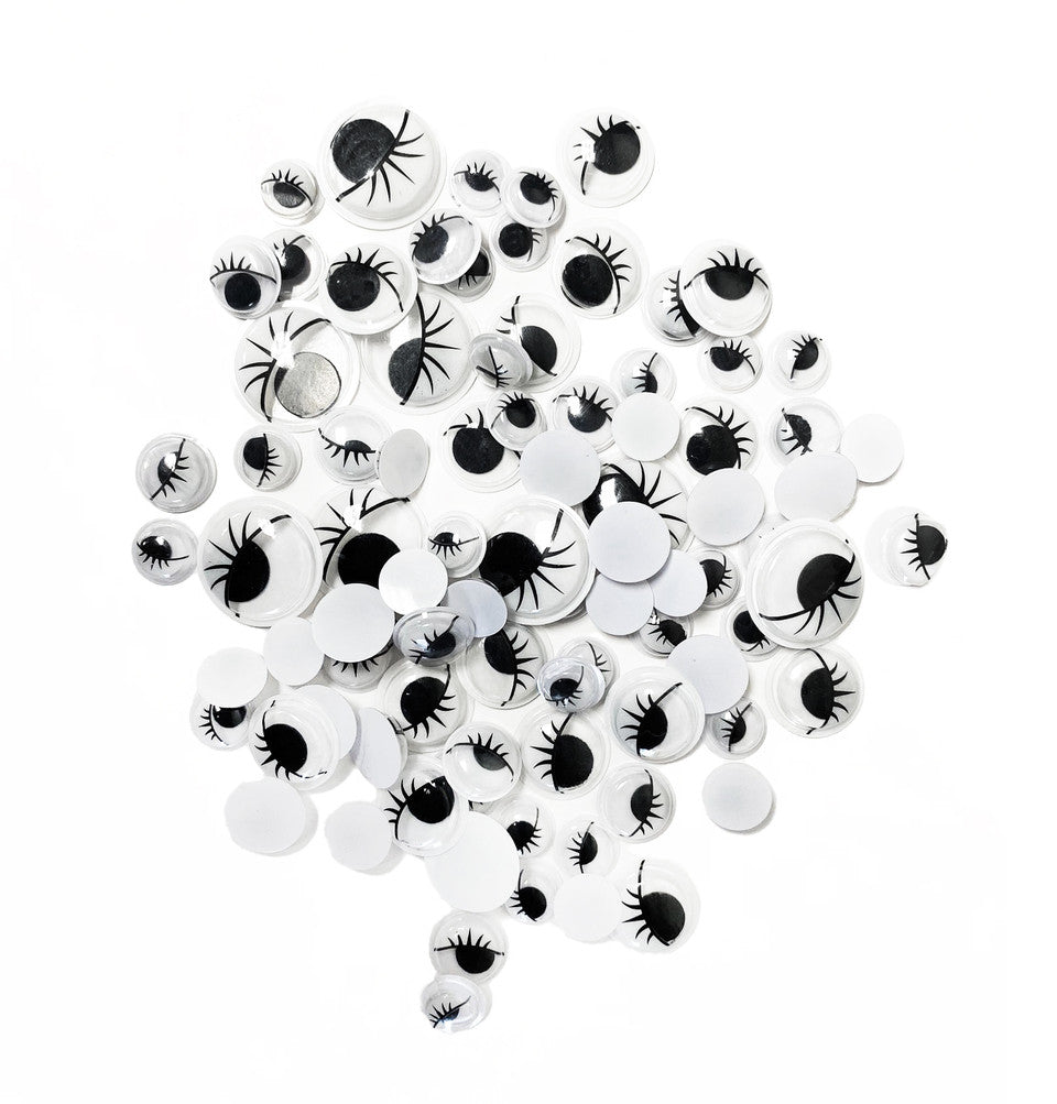 WIGGLES EYES WITH LASHES 88CT ASSORTMENT SIZE 10-20MM