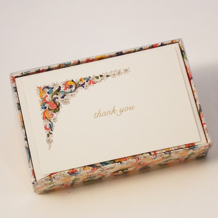 THANK YOU CARDS AND LINED ENVELOPES- FLORENTINE STYLE