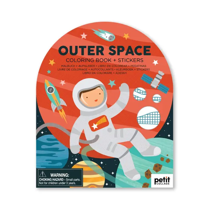 COLORING BOOK WITH STICKERS - OUTER SPACE