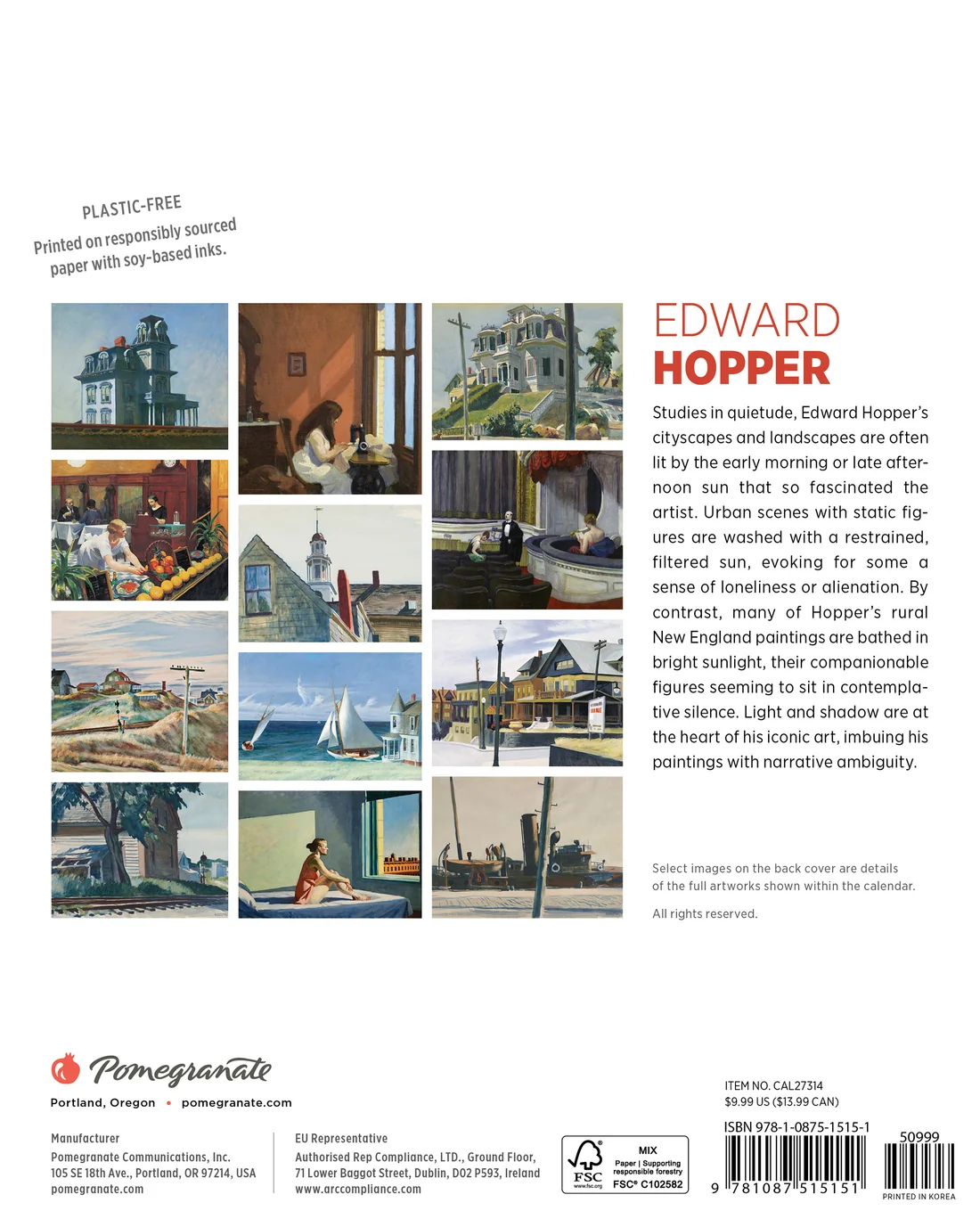 MINI WALL CALENDAR 2027 - EDWARD HOPPER