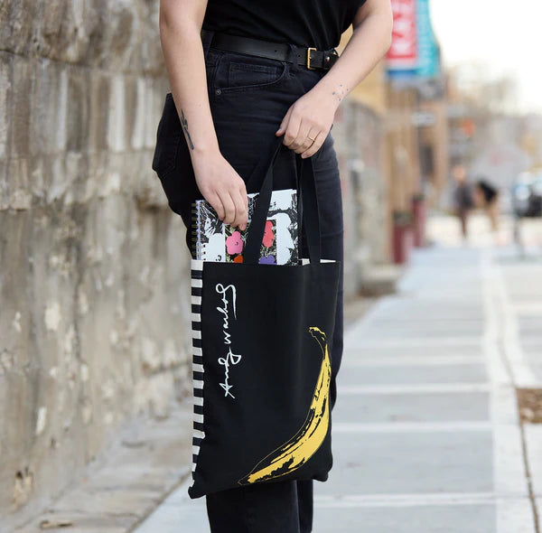 WARHOL BANANA CANVAS TOTE BAG - BLACK