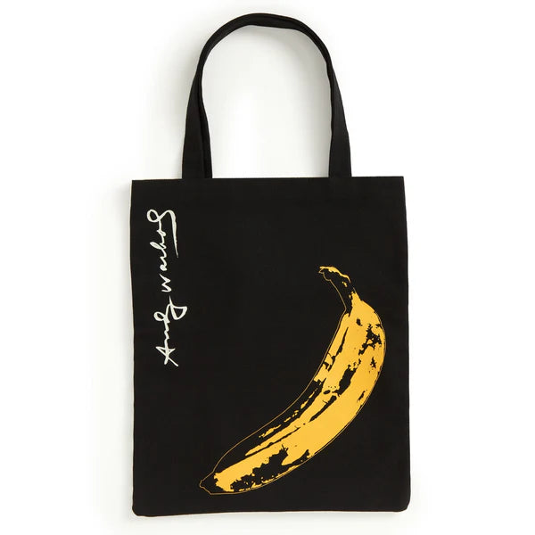 WARHOL BANANA CANVAS TOTE BAG - BLACK
