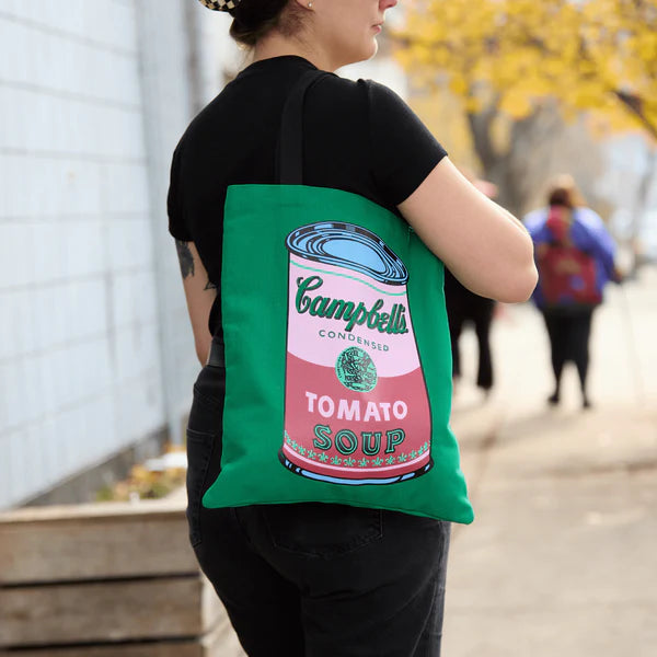 WARHOL SOUP CAN CANVAS TOTE BAG - GREEN