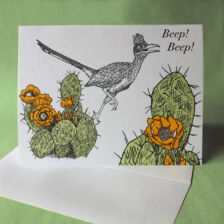 PAINTED TONGUE PRESS CARD - PRICKLY PEAR BEEP BEEP