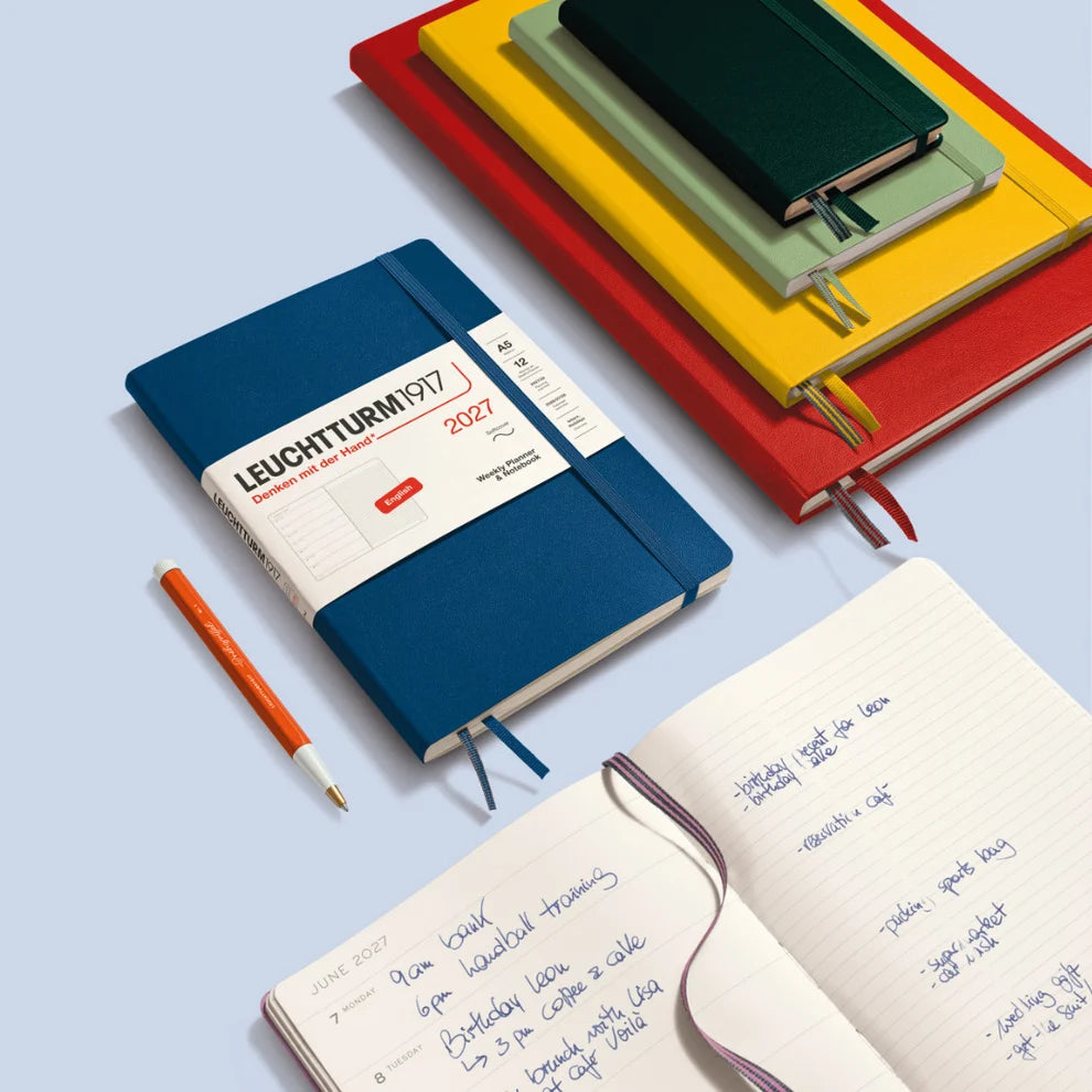 WEEKLY PLANNER &amp; NOTEBOOK MEDIUM (A5) 2027, SOFTCOVER, ENGLISH - INDIGO