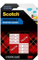 SCOTCH REMOVABLE MOUNTING SQUARES 0.7 16-PACK