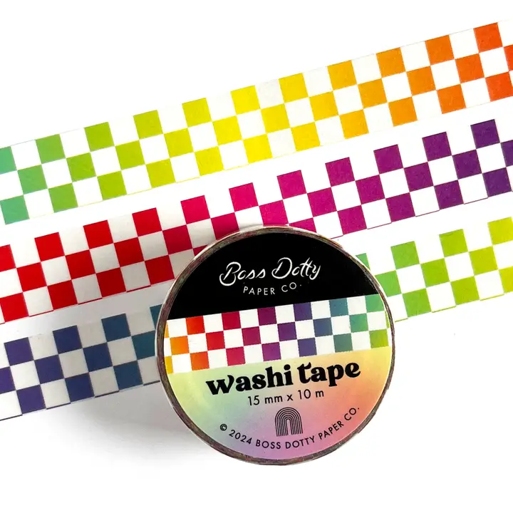WASHI TAPE - RAINBOW CHECKERBOARD