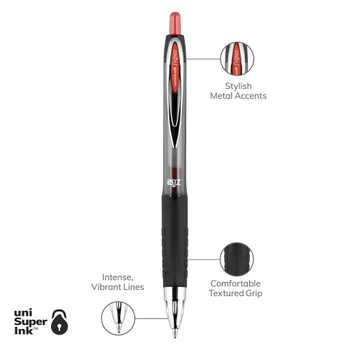 UNI-BALL 207 GEL PEN RED