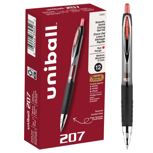 UNI-BALL 207 GEL PEN RED