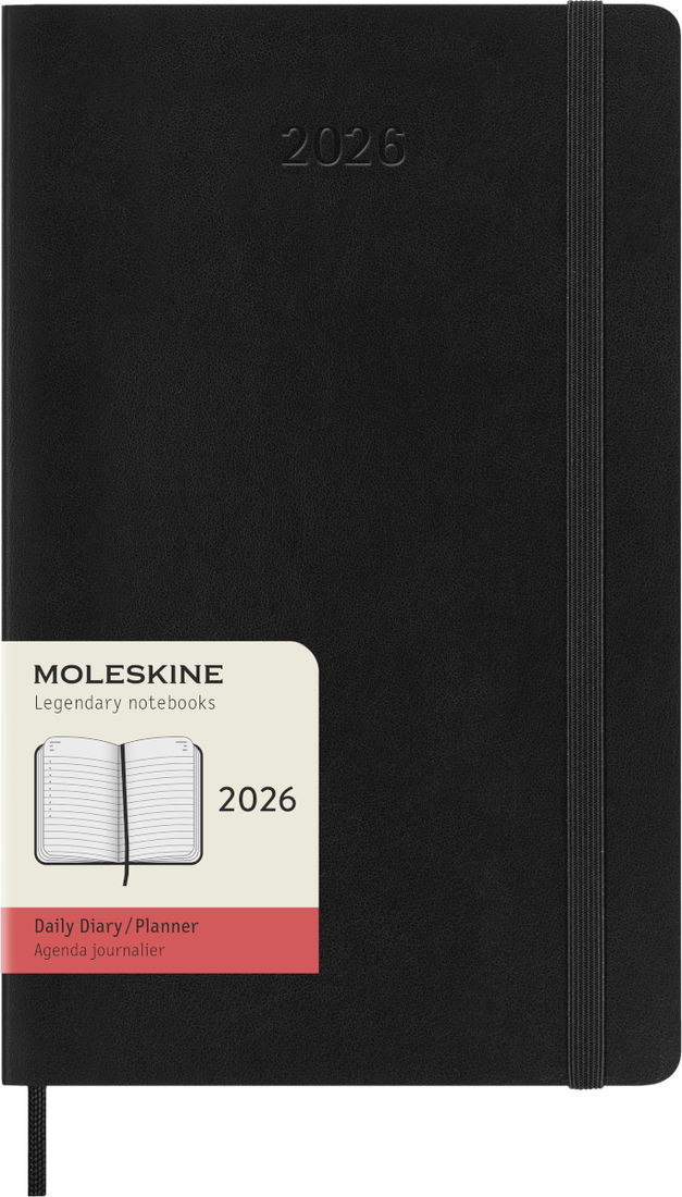 MOLESKINE CLASSIC 12 MONTH 2026 DAILY PLANNER, SOFT COVER, LARGE (5" X 8.25"), BLACK,