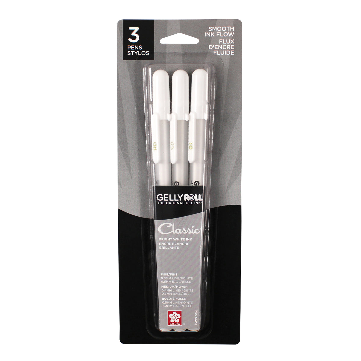 GELLY ROLL CLASSIC WHITE PACK OF 3 - FINE MEDIUM AND BOLD