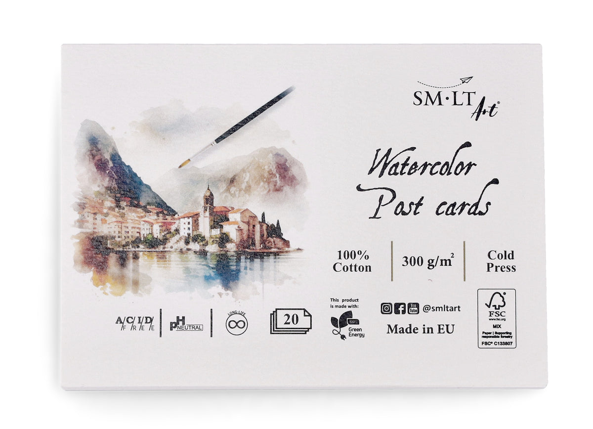 WATERCOLOR POST CARDS, 300GSM - 150X150MM