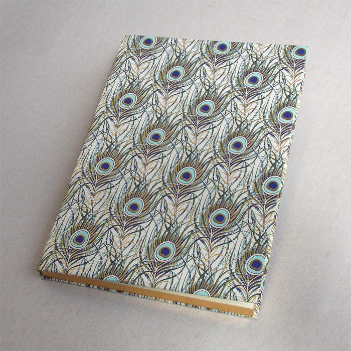 NOTEBOOK HARDCOVER GILT EDGES TRADITIONAL PEACOCK
