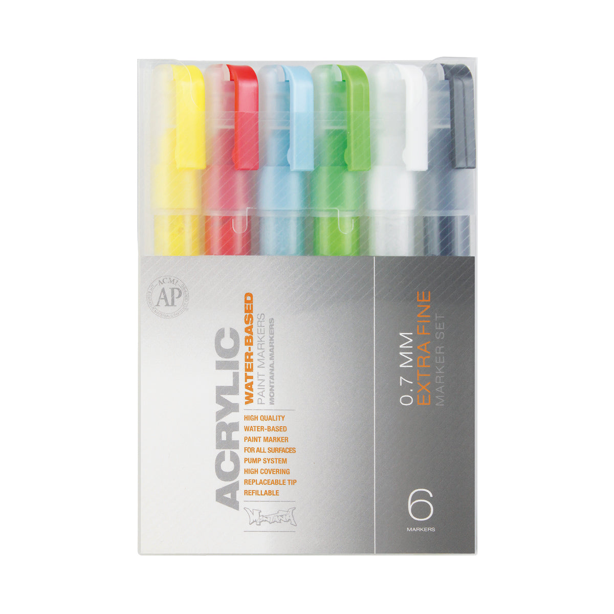 MONTANA ACRYLIC MARKER SET/6 EXTRA FINE