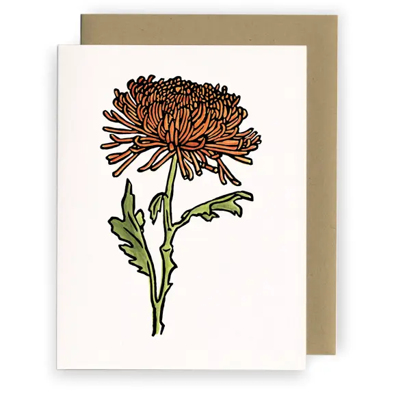 LETTERPRESS CARD- CHRYSANTHEMUM BIRTH MONTH FLOWER