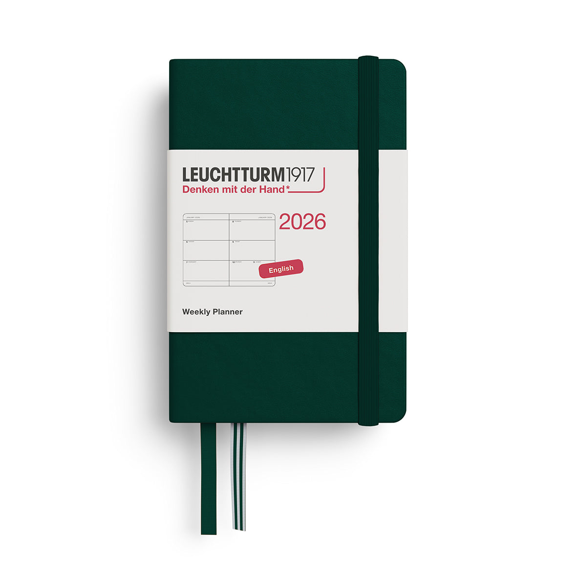 ,LEUCHTTURM 1917 WEEKLY PLANNER MINI (A7) 2026, ENGLISH - FOREST GREEN