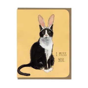 ILLUSTRATION CARD MISS YOU BUNNY CAT