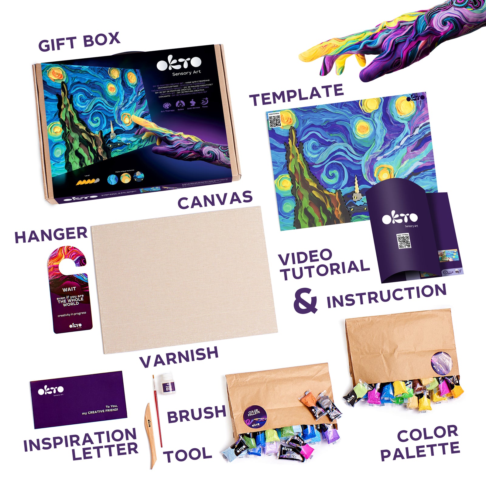 SENSORY ART 3D CLAY PAINTING KITS, STARRY NIGHT - VAN GOGH