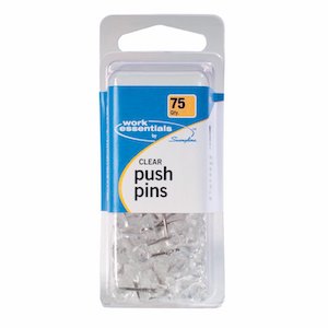 PUSH PINS CLEAR PACK/75