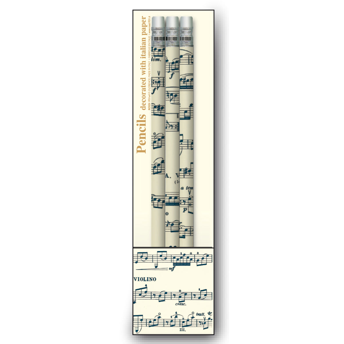 ITALIAN PENCIL SET/3 MUSICAL NOTES