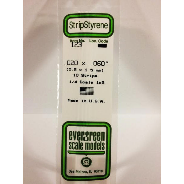 POLYSTYRENE STRIP OPAQUE WHITE .020 X .060 x 14&#39;&#39;