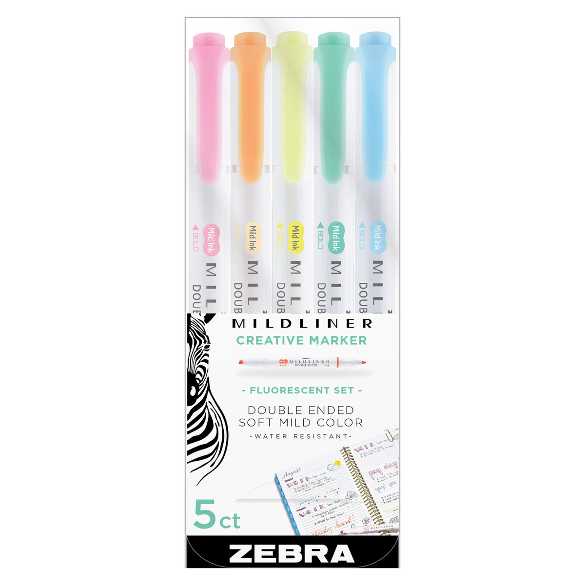 MILDLINER DOUBLE ENDED HIGHLIGHTER FLUORESCENT SET/5