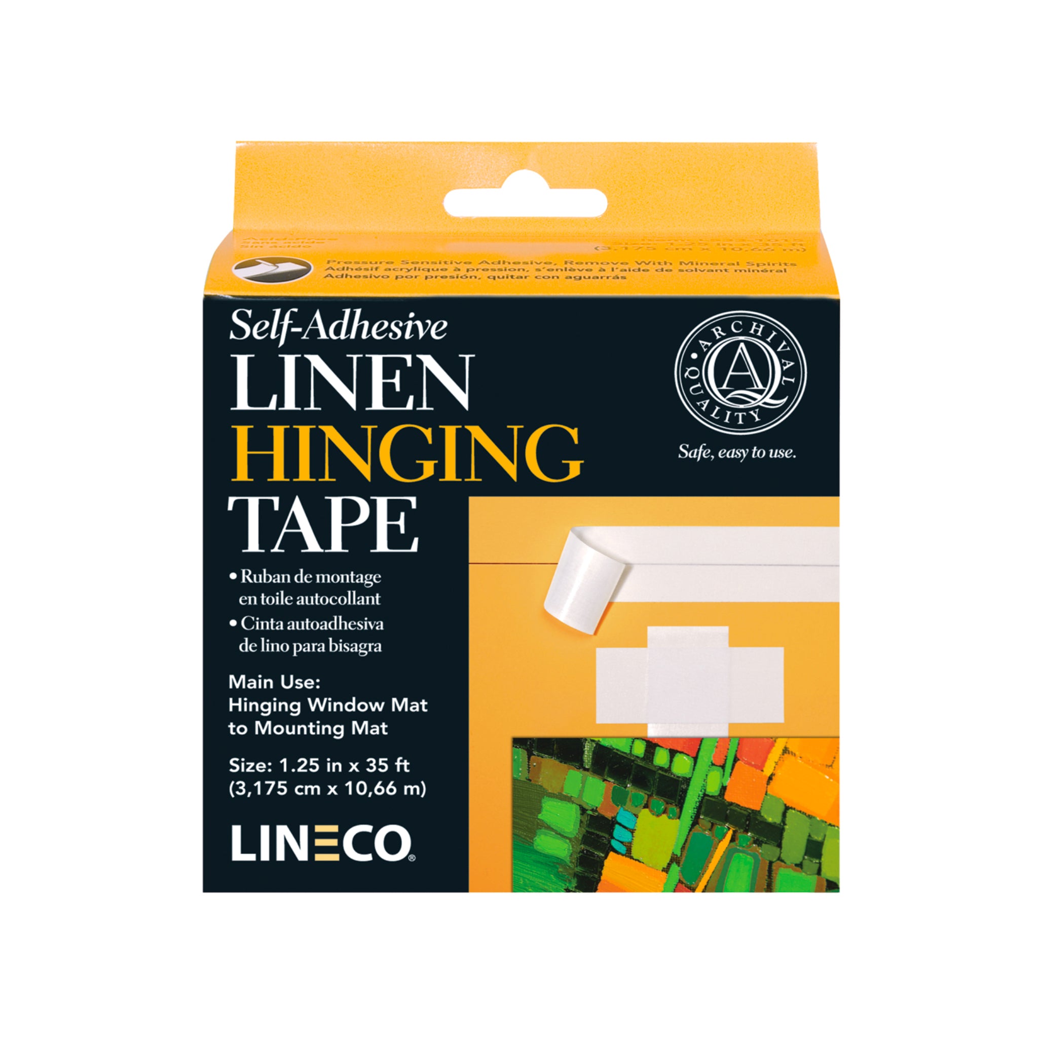 Lineco Self-Adhesive Linen Tape, 1.25x35', Color: Black
