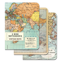 MINI NOTEBOOKS VINTAGE WORLD MAP SET/3
