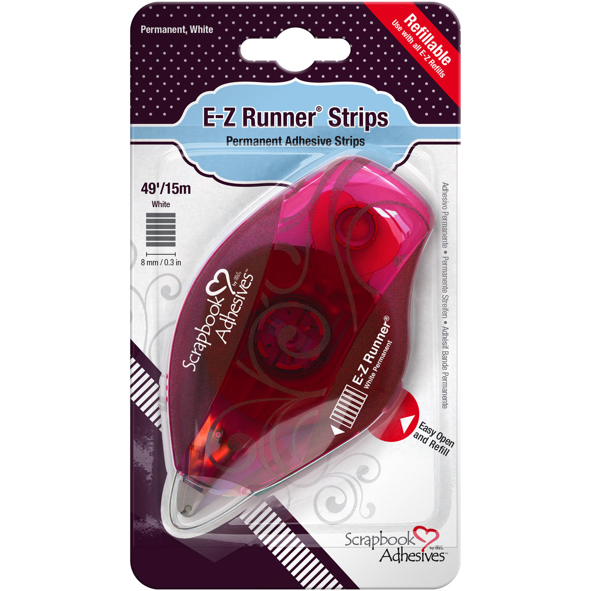 E-Z RUNNER PERMANENT STRIPS REFILLABLE 49&#39;