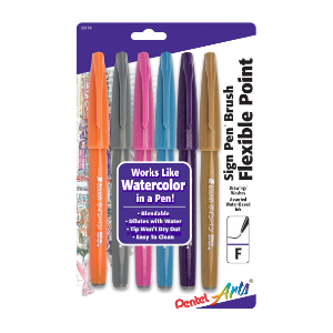 SIGN PEN BRUSH-TIP FASHION SET/6