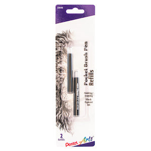 POCKET BRUSH PEN REFILL BLACK 2PK