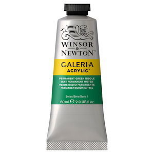 W&N GALERIA ACRYLICS PERMANENT GREEN MIDDLE 60ml